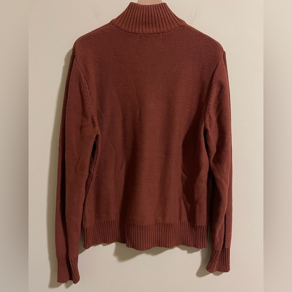 Pronto Uomo Mens Cotton Pullover Quarter Zip Pullover Knit Sweater Large Orange - Picture 4 of 4